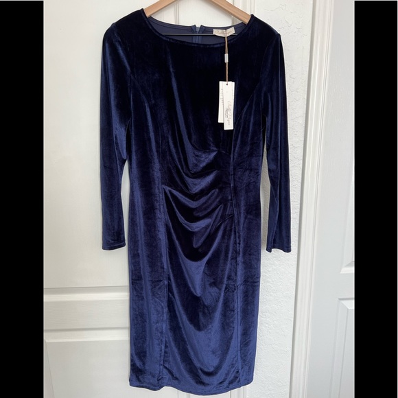 NWT Belle Poque Velvet Dress | SIZE L | Navy blue - Picture 1 of 8
